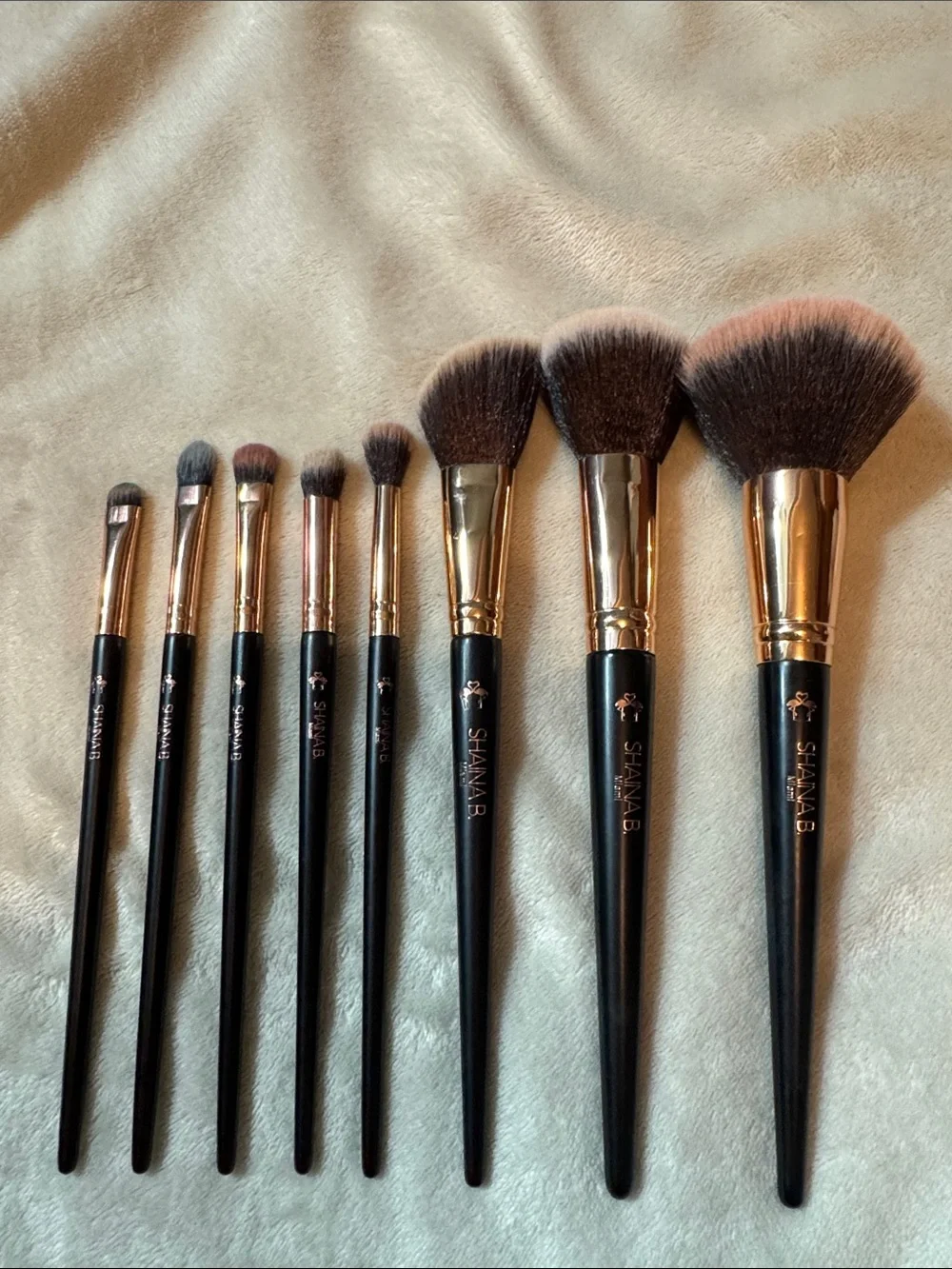 Shaina B 8-Piece Black Handle Makeup Brush Set